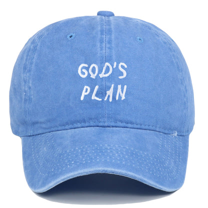 "GODS PLAN" Embroidered Baseball Cap Pure Cotton Washed Hat