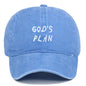 "GODS PLAN" Embroidered Baseball Cap Pure Cotton Washed Hat