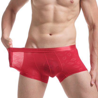 Breathable Nylon Lip Print Underwear Briefs