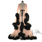 Luxurious Furry Feather Nightdress Long Skirt Robe