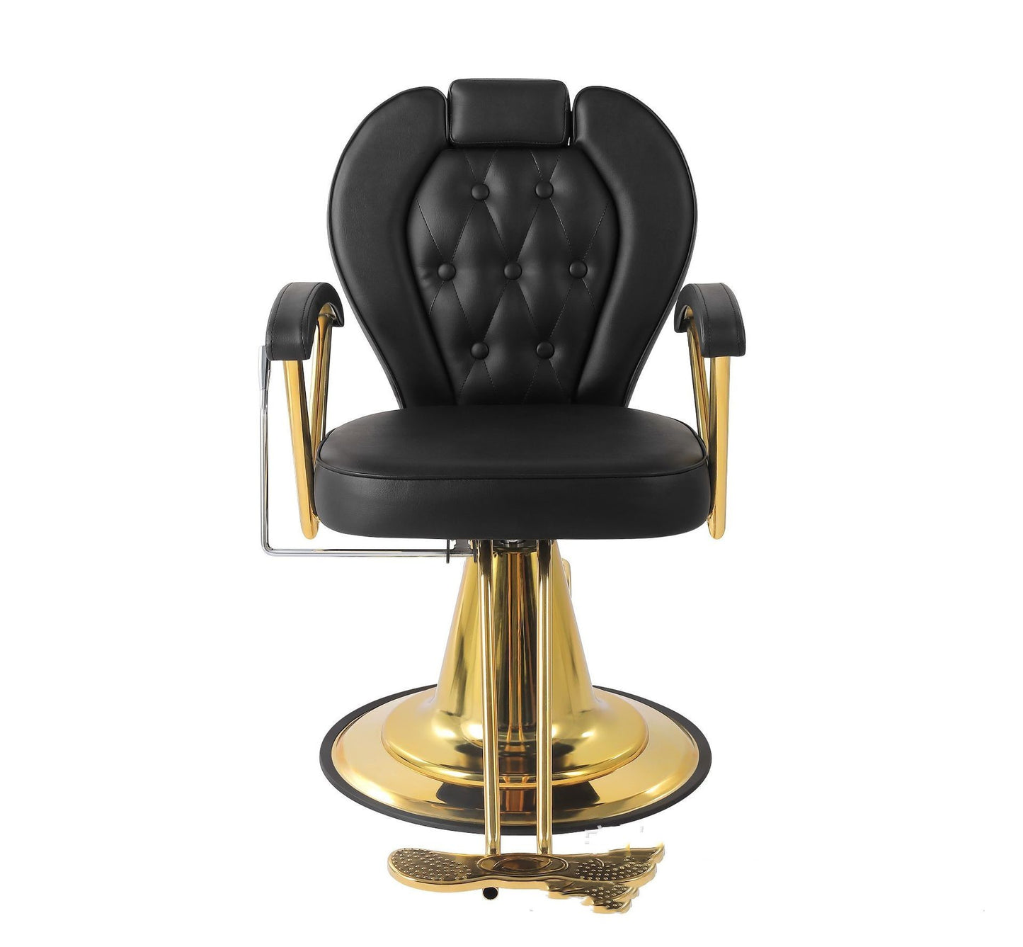 Golden Accent Leather Massage Barber Hair Salon Chair