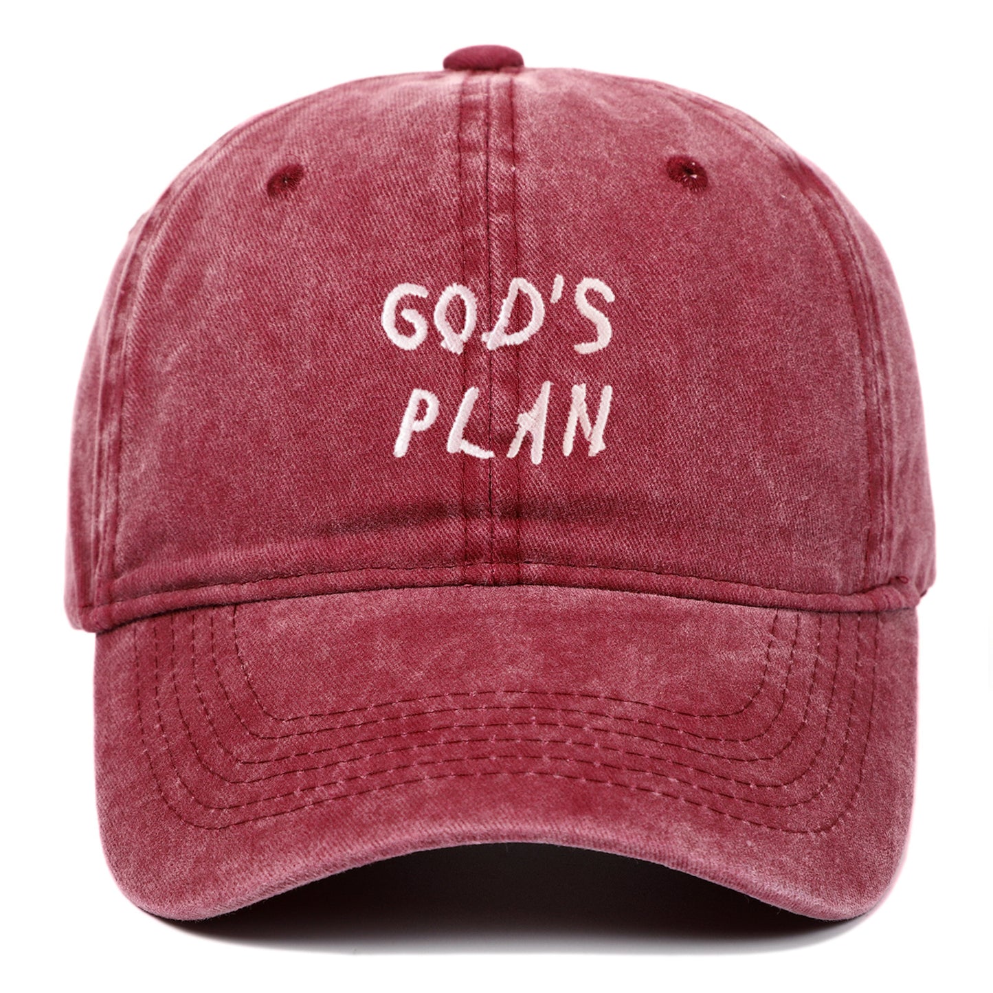 "GODS PLAN" Embroidered Baseball Cap Pure Cotton Washed Hat