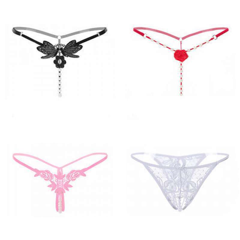 Embellished 4-Pack Thong Women's Cutout G-String Huge Variety