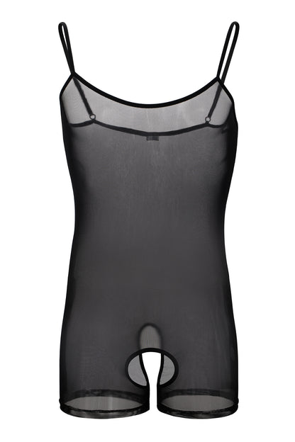 Men's Sling One-Piece Mesh Vest See-Through Open Hole