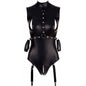 Elastic Patent Leather Bondage Zipper Crotch Cutout Bodysuit Multiple Sizes