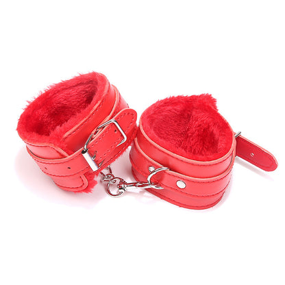 Boudoir Elegant Simple Plain Leather Plush Handcuffs