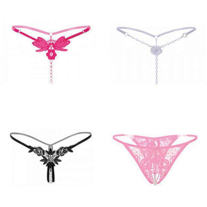 Embellished 4-Pack Thong Women's Cutout G-String Huge Variety