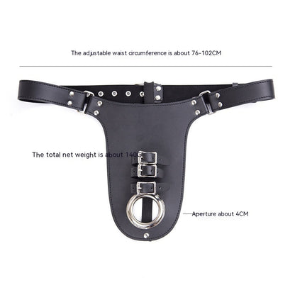 Men's Iron Hoop Chastity Belt Wear Leather Underwear