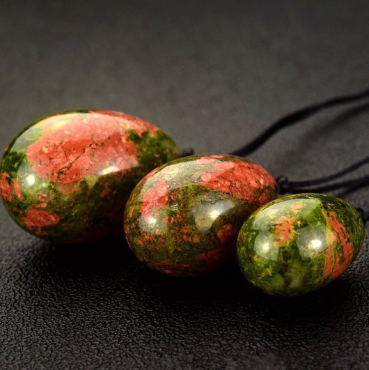 Drilled Natural Unakite Yoni Egg