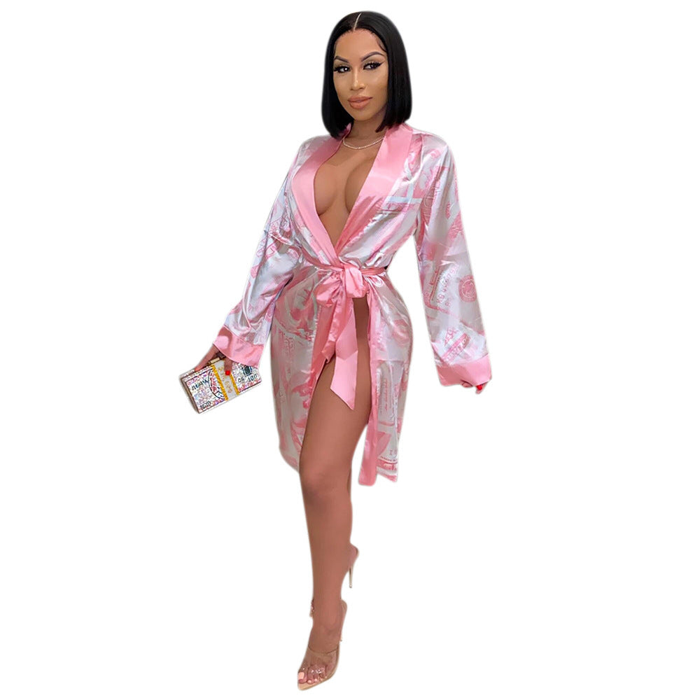 Silky 100 Dollar Bill Casual Robe Multiple Sizes