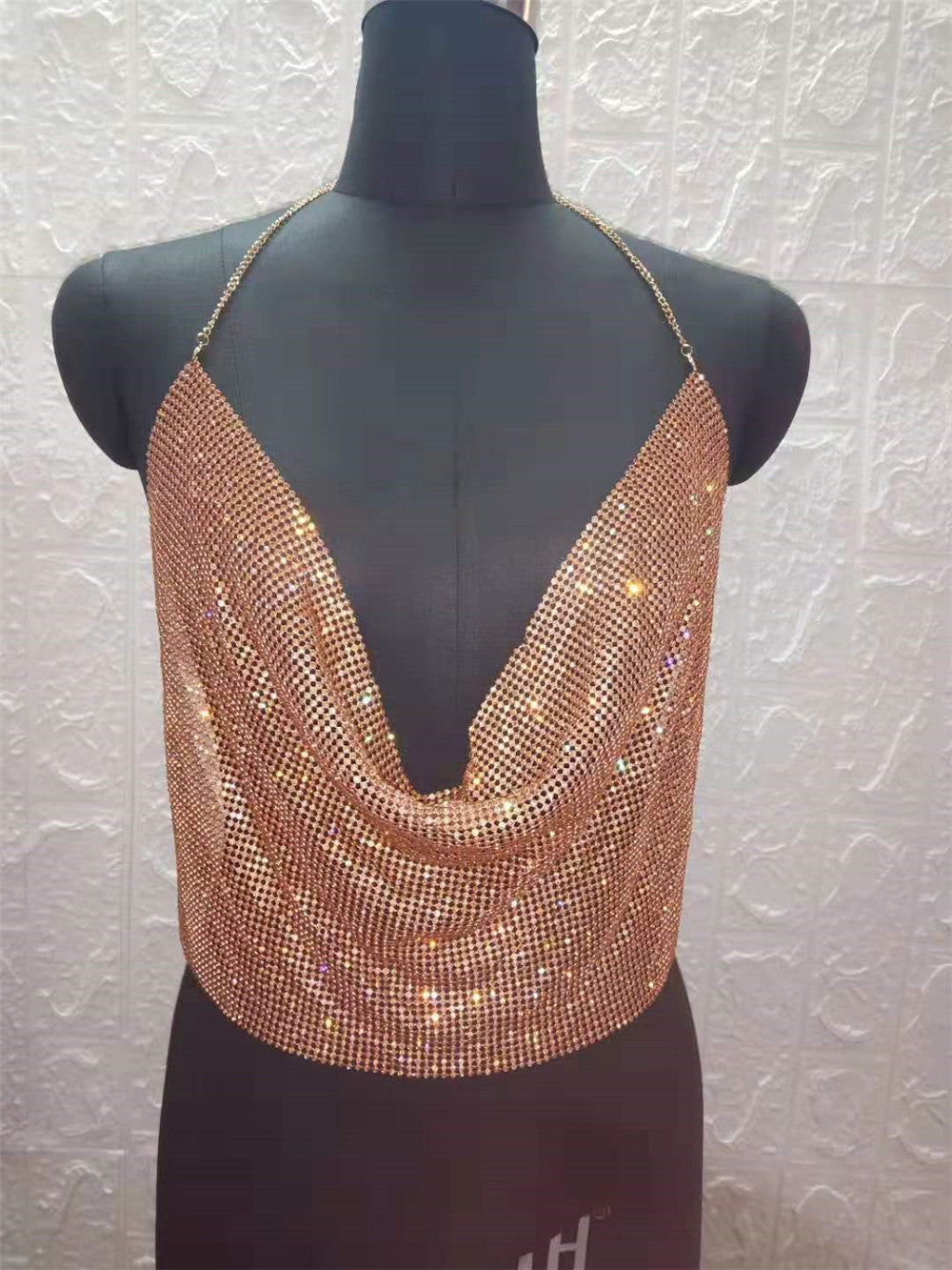 Diamond Rhinestones Chain Sling Cami Top