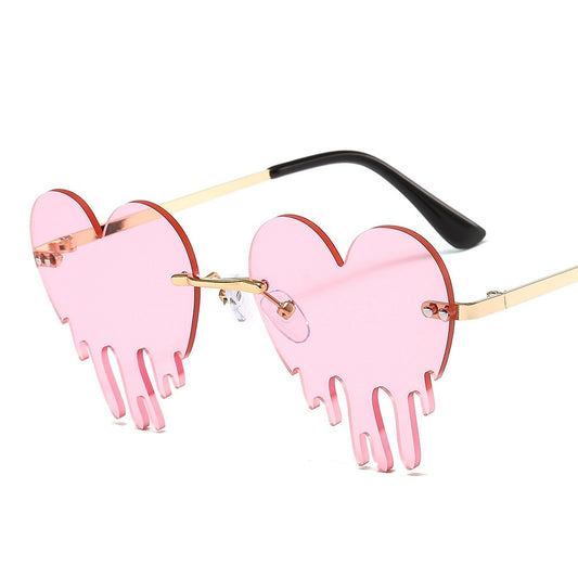 Dripping Heart Tinted Frame Sunglasses