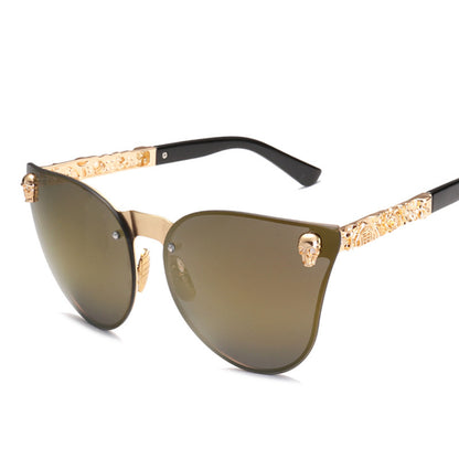 Holographic Tinted Solid Clear Frame Skull Detail Embellished Sunglasses