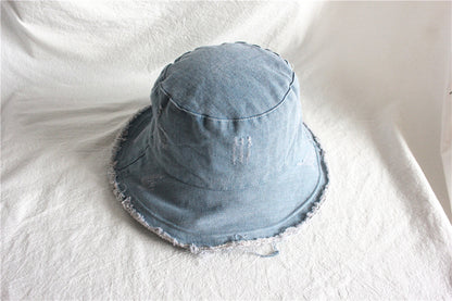 Sunshade Raw Edge Denim Bucket Hat