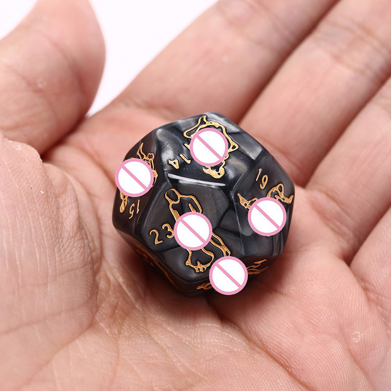 Couple's Position English 4 Dice Shiny Black & Gold