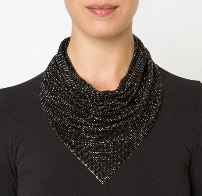 Chaîne de cou à clavicule en maille diamant strass