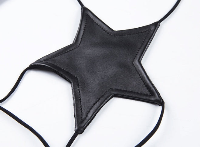 Exaggerated Straps Backless 5-Pointed Star Vest Bra