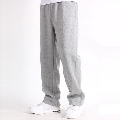 Casual Straight Solid Loose Pockets Trousers