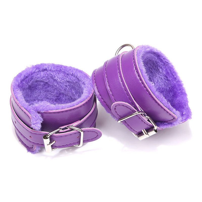 Boudoir Elegant Simple Plain Leather Plush Handcuffs