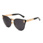 Holographic Tinted Solid Clear Frame Skull Detail Embellished Sunglasses