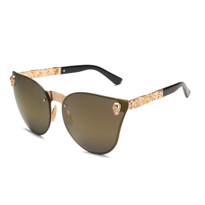 Holographic Tinted Solid Clear Frame Skull Detail Embellished Sunglasses