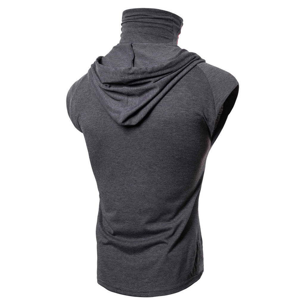 Men's Drawstring Hooded Mask Kangaroo Vest