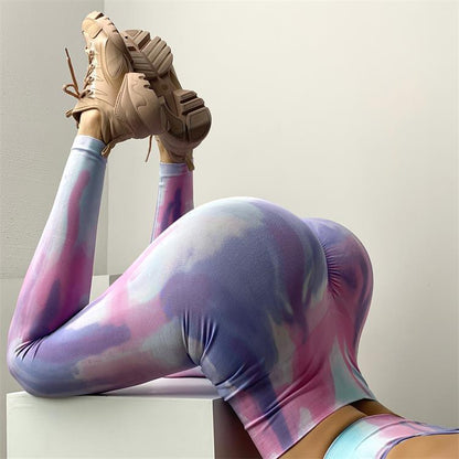 Tie-Dye Yoga Seamless Knitted Top & Leggings