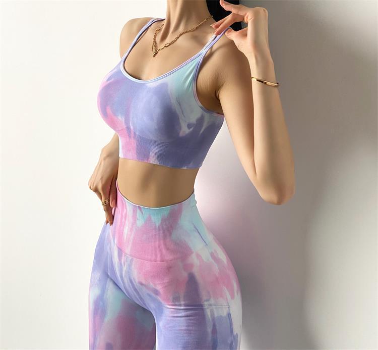 Tie-Dye Yoga Seamless Knitted Top & Leggings