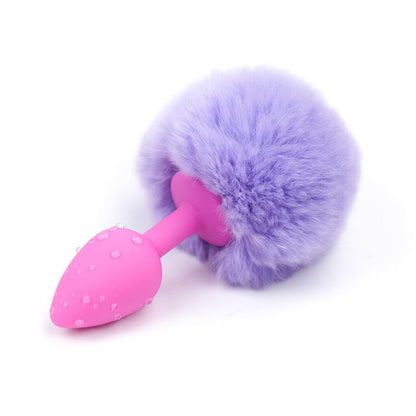 Colorful Furry Bunny Tail Silicone Anal Plug