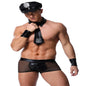 Men's Black Patent Leather Mesh Underwear Suit One-Size Huge Variety