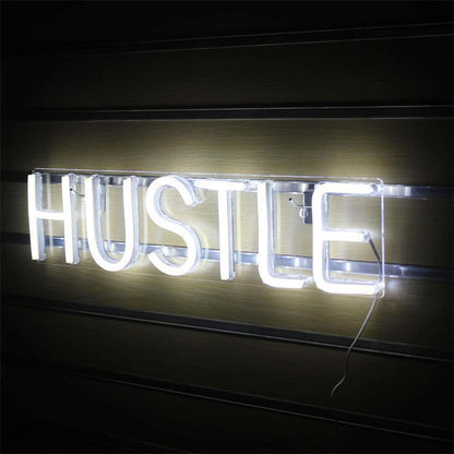 Transparent Back Panel HUSTLE USB Powered Neon Lights