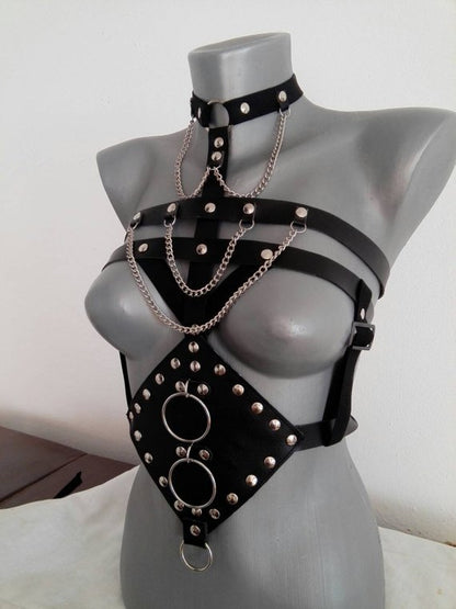 Pu Leather Erotic Fetish Studded Camisole