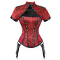 Steampunk Short Sleeve Corset Shawl Tops Punk Flap Pocket