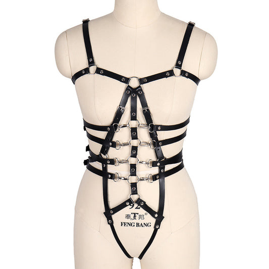 Leather Punk Garter Belt Body Bondage Cage