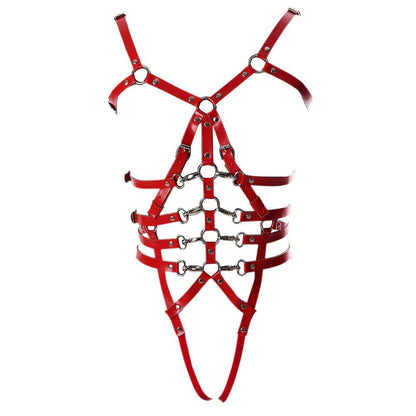 Leather Punk Garter Belt Body Bondage Cage