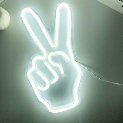 Peace Hand Neon Lights, Decorative Atmosphere