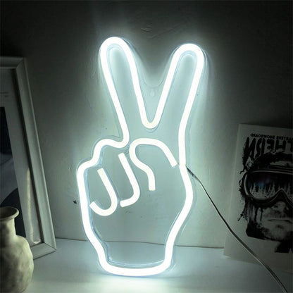 Peace Hand Neon Lights, Decorative Atmosphere