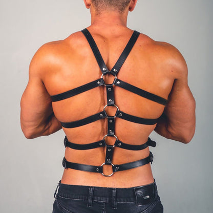 Men's Sexy Leather Bondage And Discipline Strap Vest