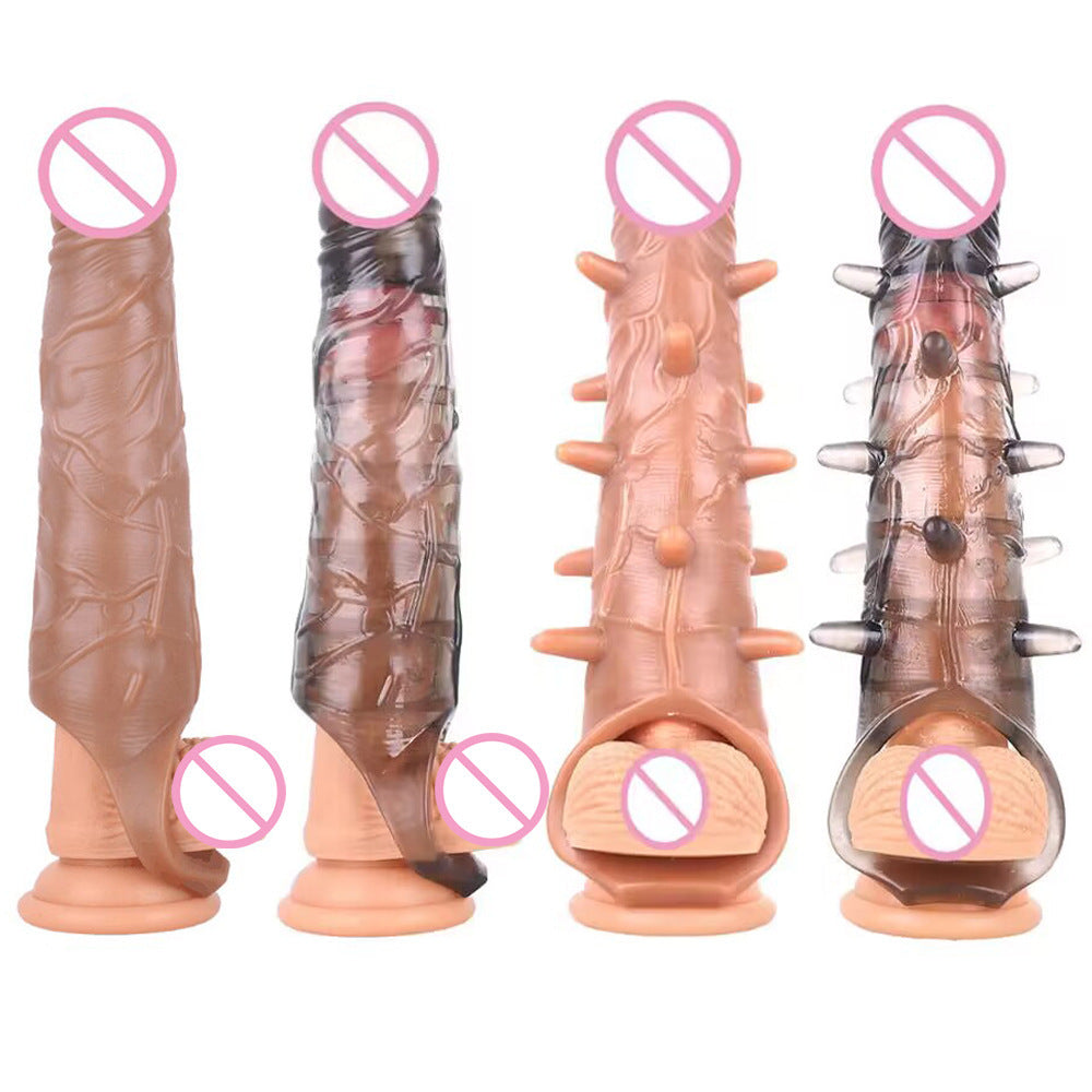 Men's Extended Cover Barbed Thick Penis Ring Multiple Styles