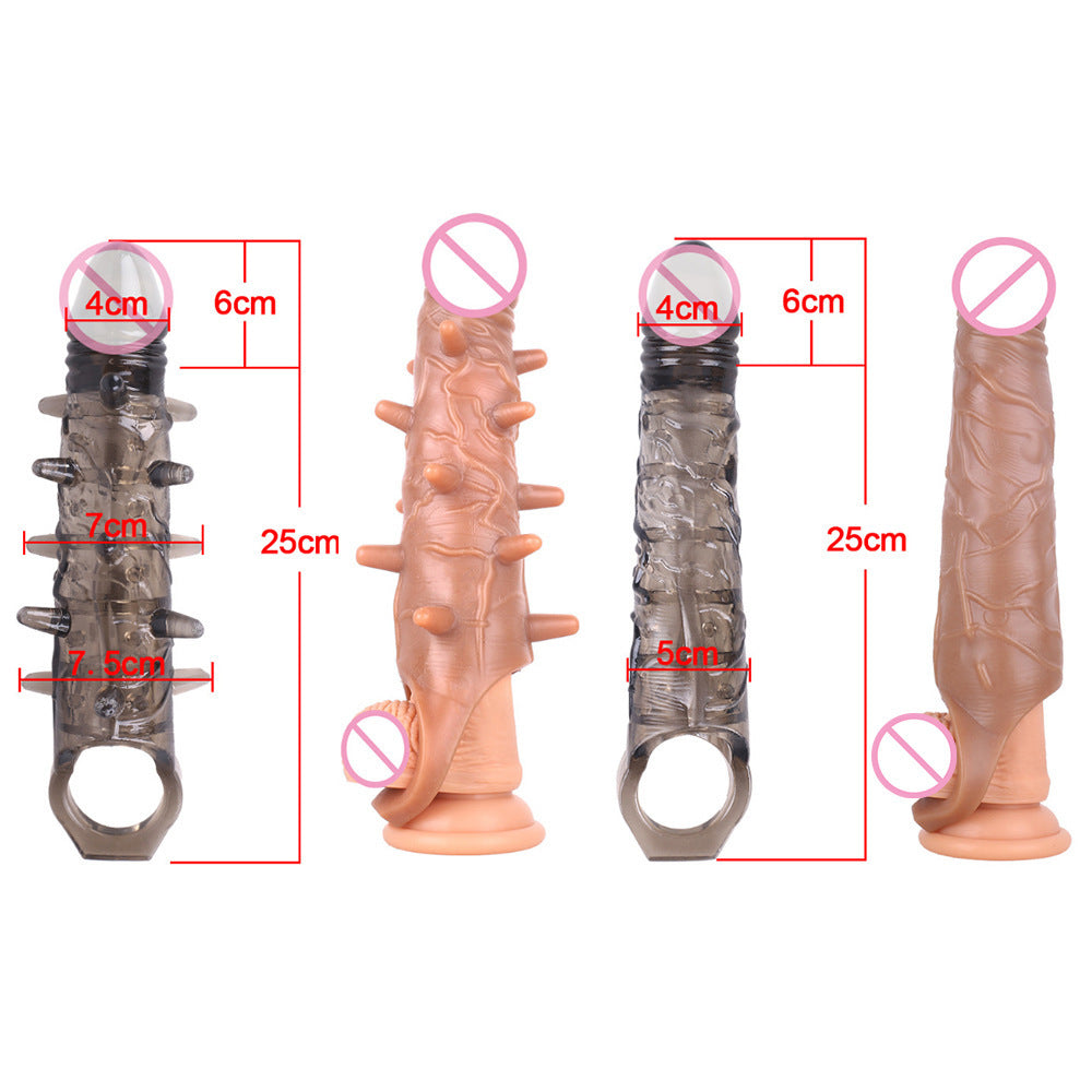 Men's Extended Cover Barbed Thick Penis Ring Multiple Styles