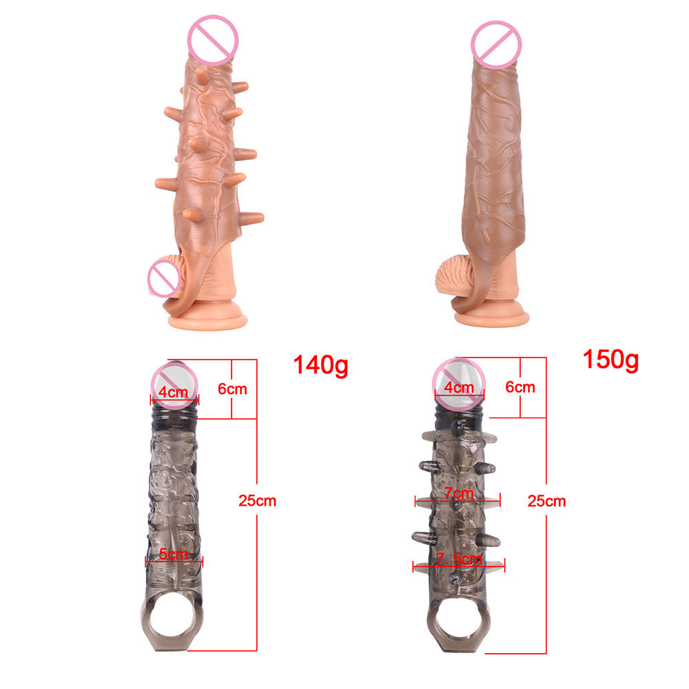 Men's Extended Cover Barbed Thick Penis Ring Multiple Styles