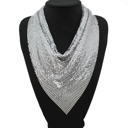 Chaîne de cou à clavicule en maille diamant strass