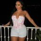 "100" Printed Sleeveless Chest Wrap Corset Multiple Colors