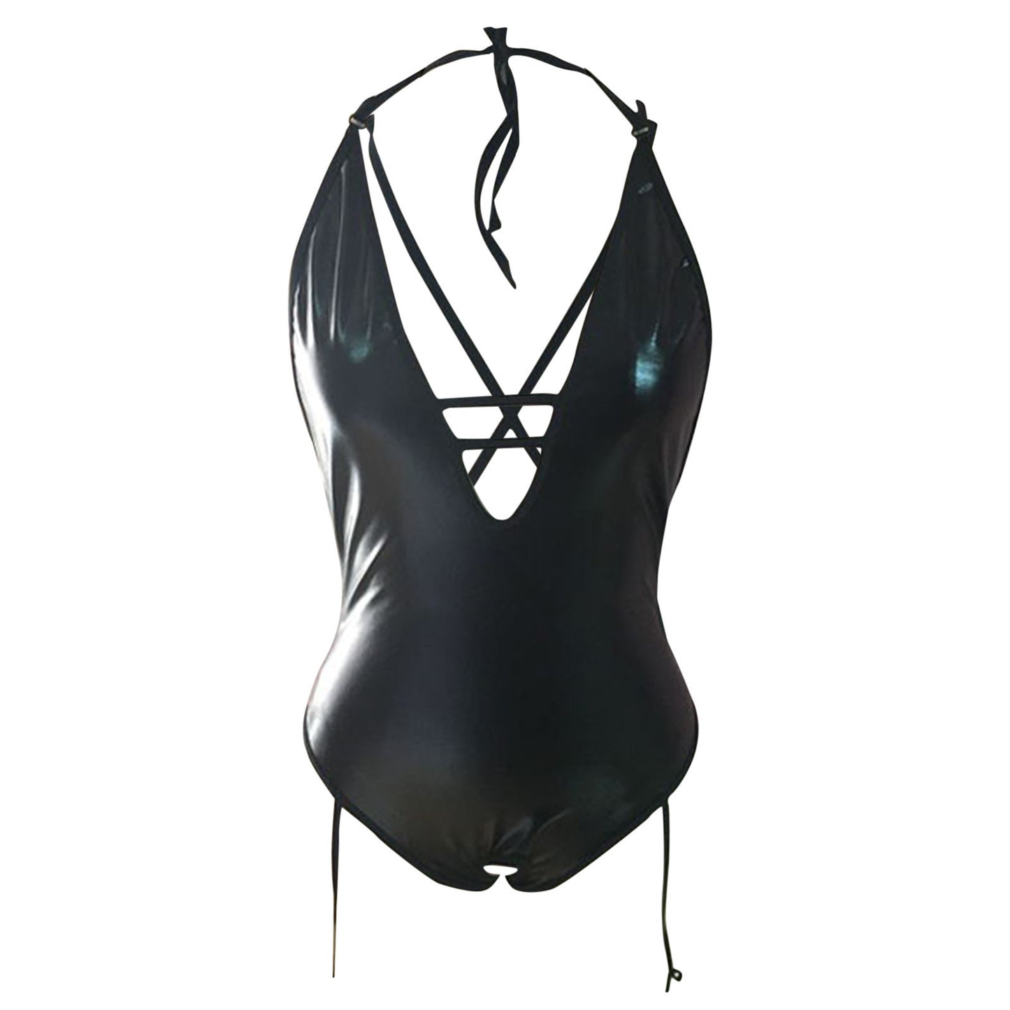 Patent Leather Cutout Crossback Bodysuit