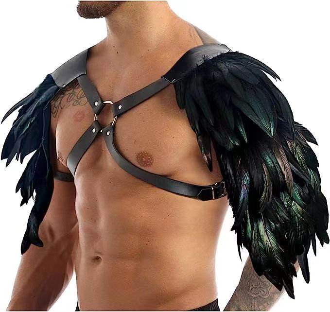 Medieval Feather Shoulder Leather Armor Chest Strap