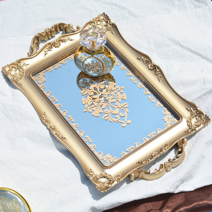 Decorative Resin Handle Mirror Tray