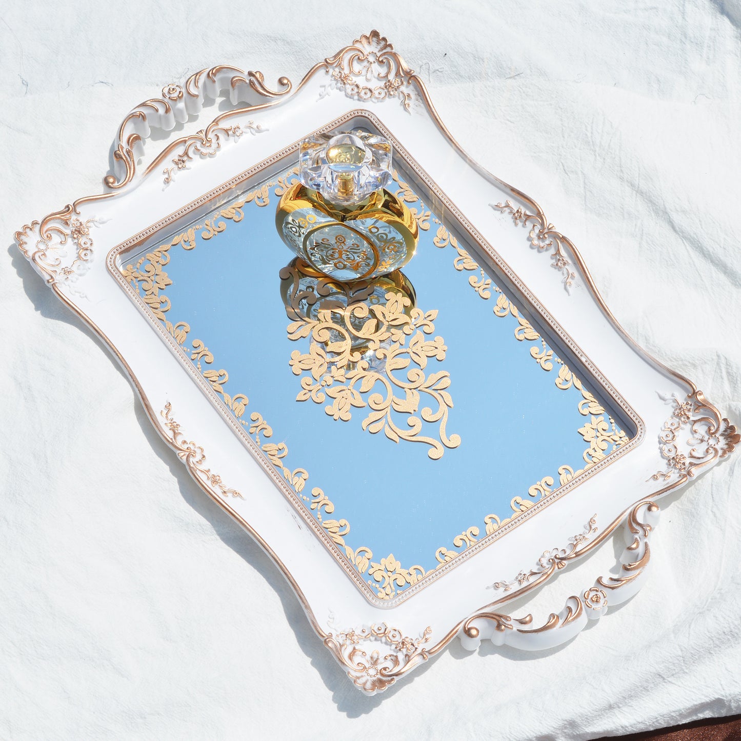 Decorative Resin Handle Mirror Tray