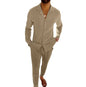 Men's Casual Button-Up Suit Lapel Shirt And Slim-Fit Trousers