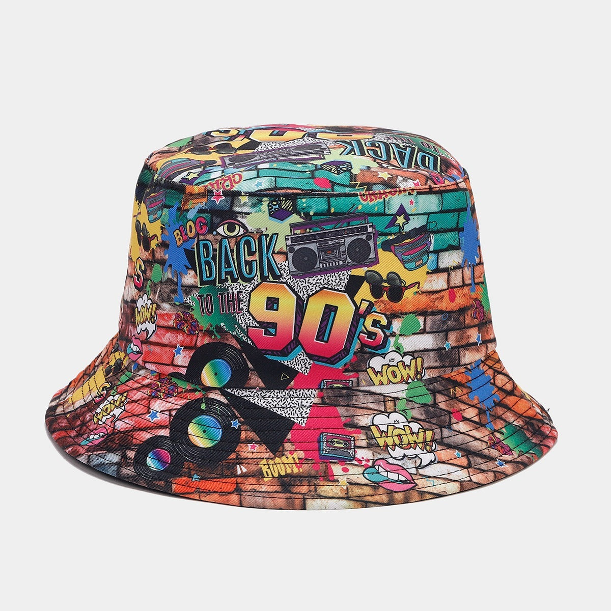 Graffiti Exterior Double-Sided Reverse Black Interior Bucket Hat