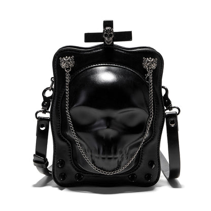 Gothic Dark Skull Crossbody Mini Square Chain Messenger Bag